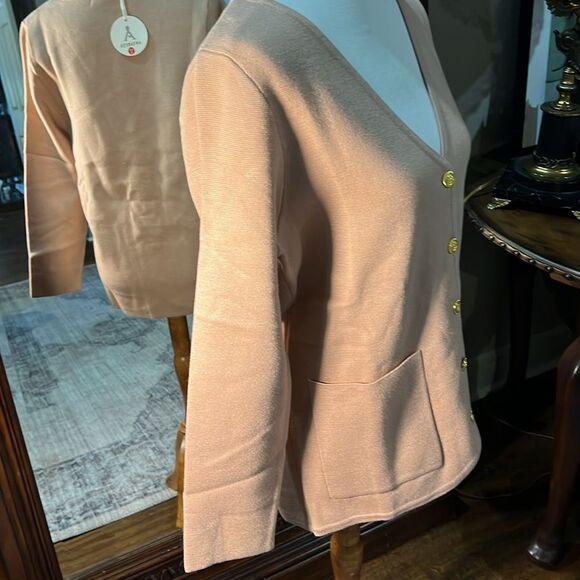NWT ANRABESS Sweater. Beautiful,heavy knit Camel Button Front Cardigan S. WT239 - Picture 4 of 6